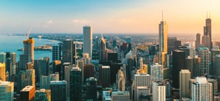 the Chicago Skyline at sunset